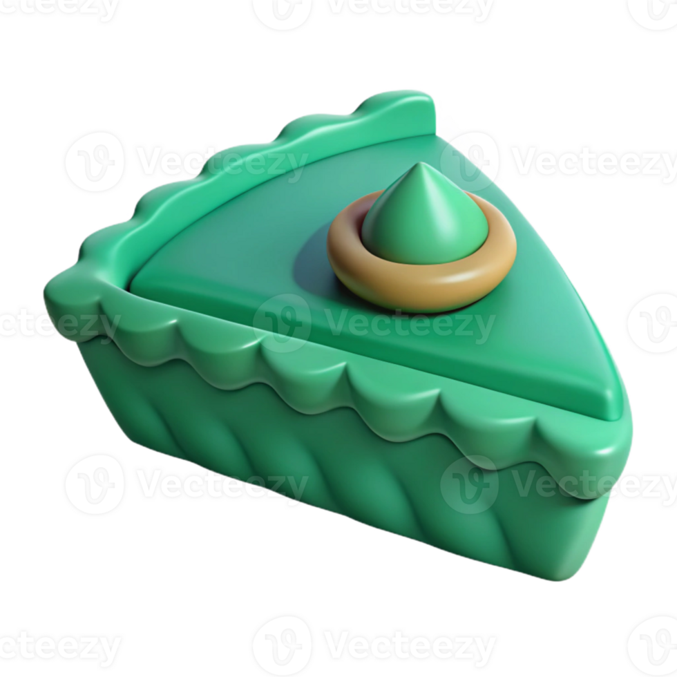Green Pie Slice with Topped Decoration png