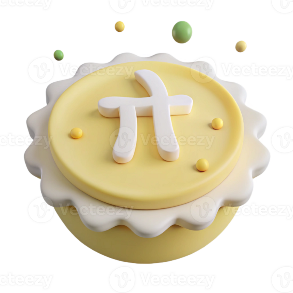 3D Rendered Pi Symbol on a Yellow Pastry png