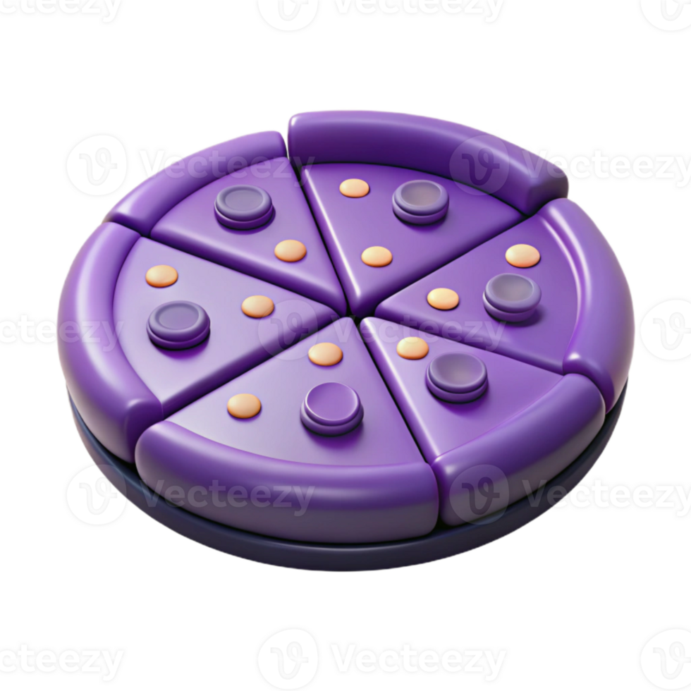 Purple 3D Pizza with Orange Toppings png