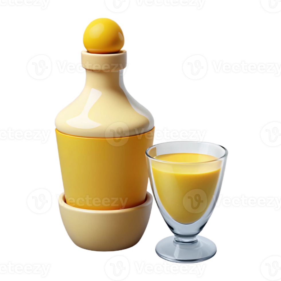 Yellow Liquid in Glass and Bottle png