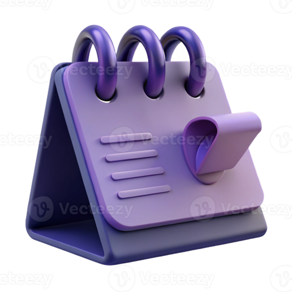 Purple Desk Calendar with Page Turn png