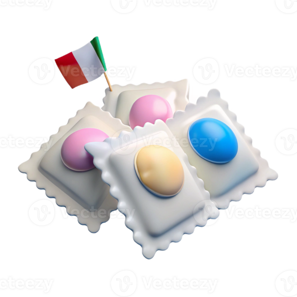Colorful Ravioli with Italian Flag png