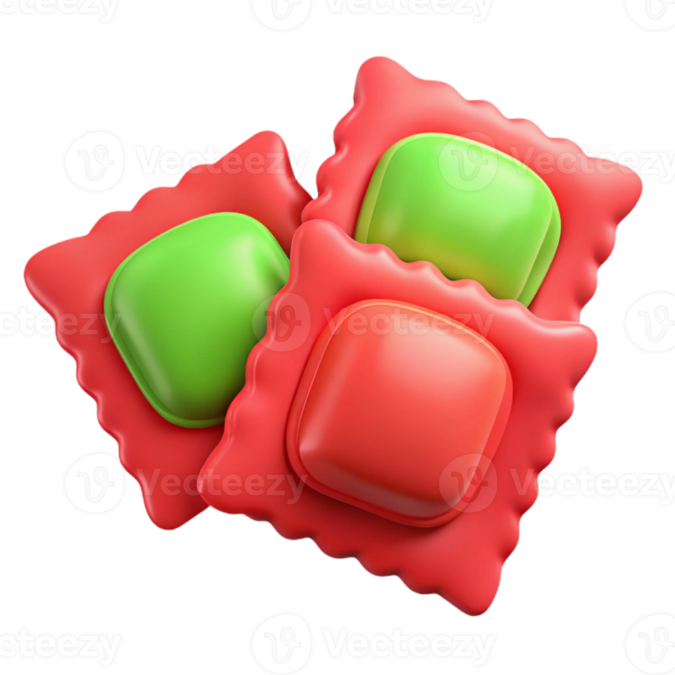Red and Green Square Shapes 3D Render png