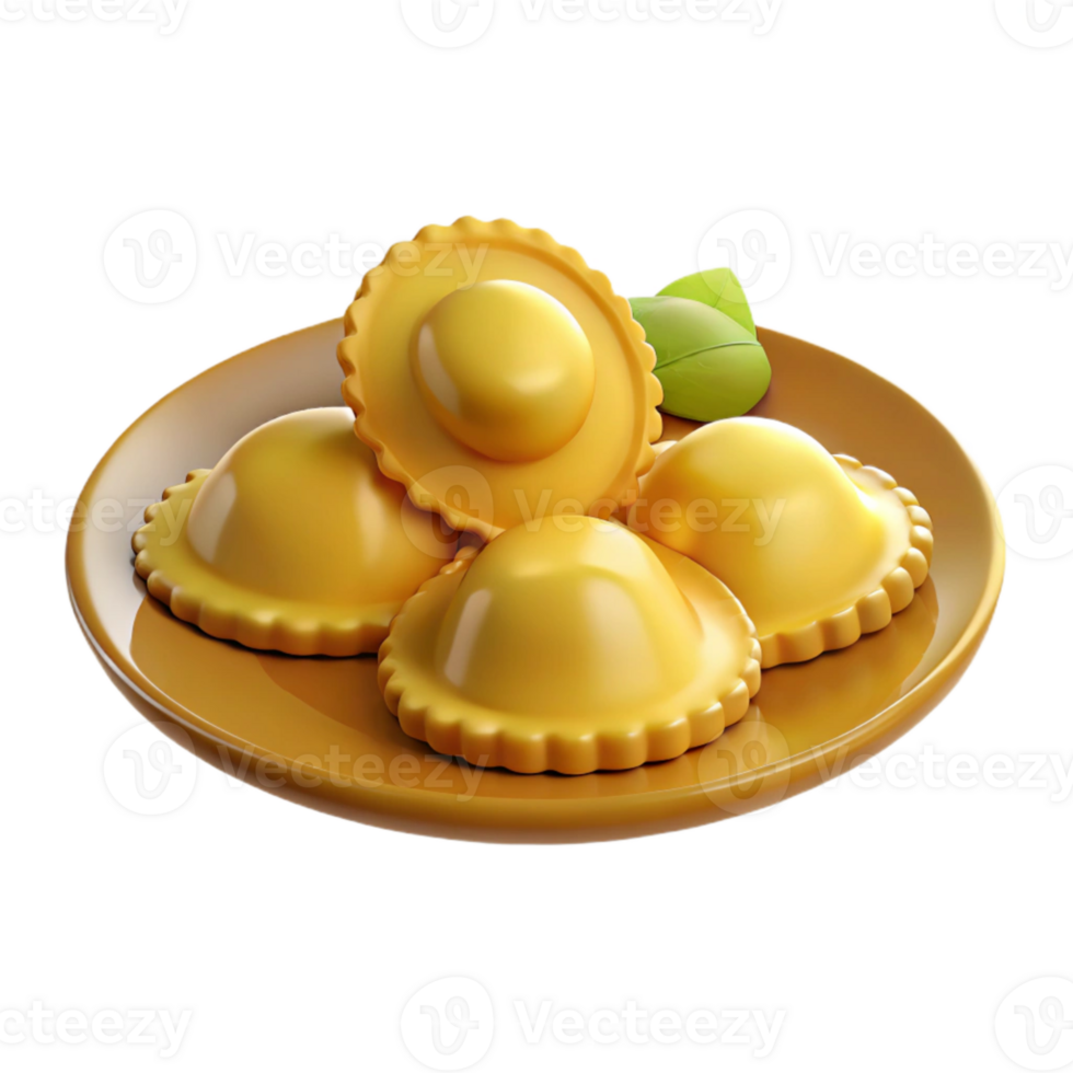 Delicious Ravioli with Basil Garnish png