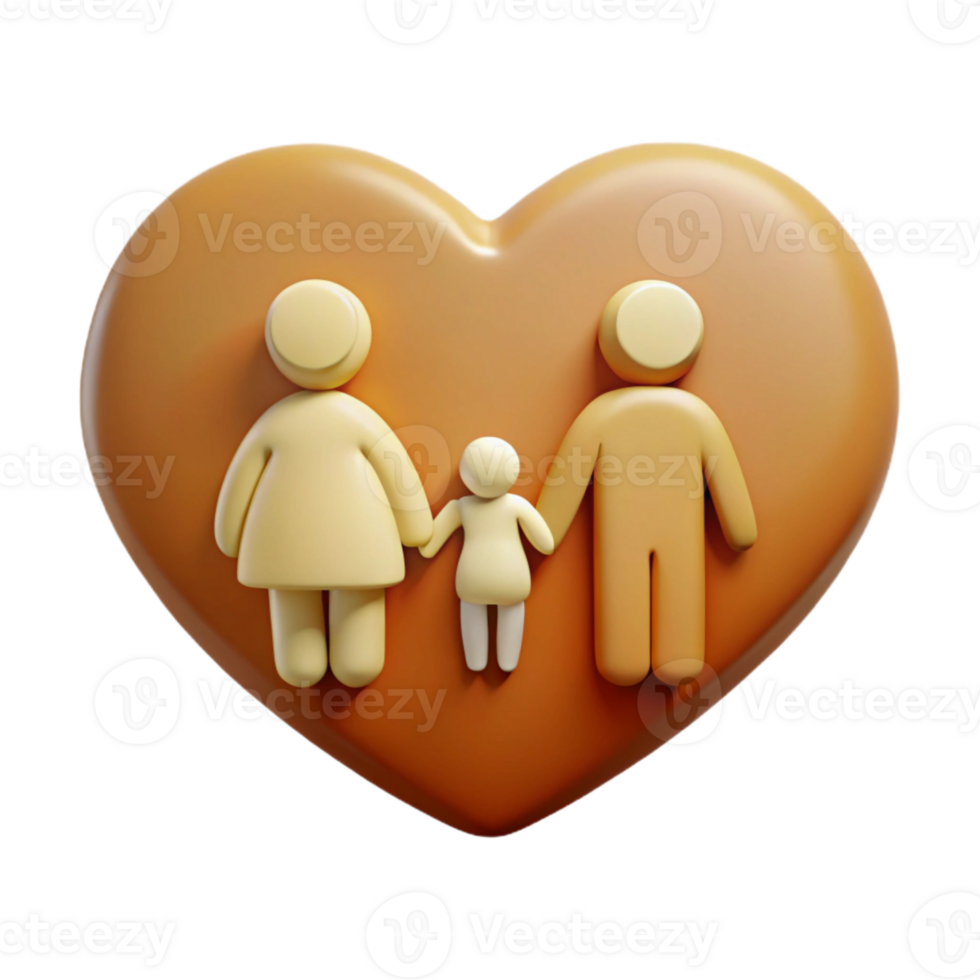 Family of Three Within a Heart Icon png