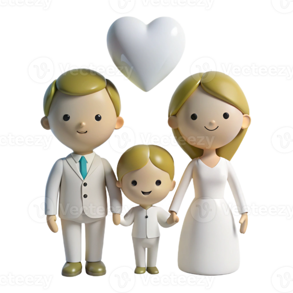 Happy Family with a Heart Illustration png