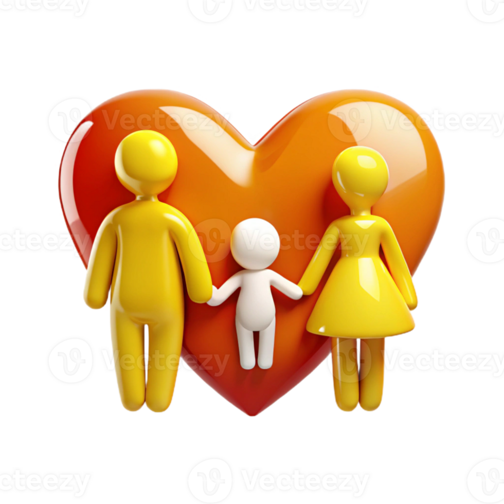 Family of Three Holding Hands in Front of a Heart png