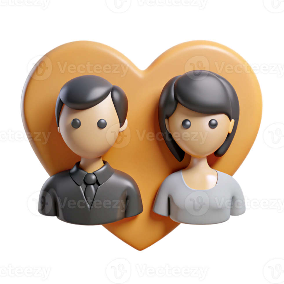 3D Rendered Couple in Heart Icon png