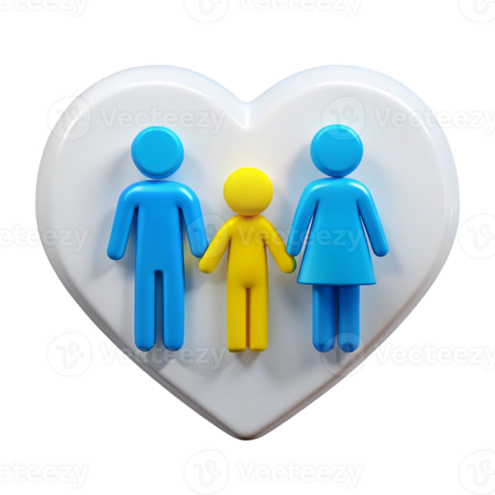 Family of Three Holding Hands Inside a Heart png