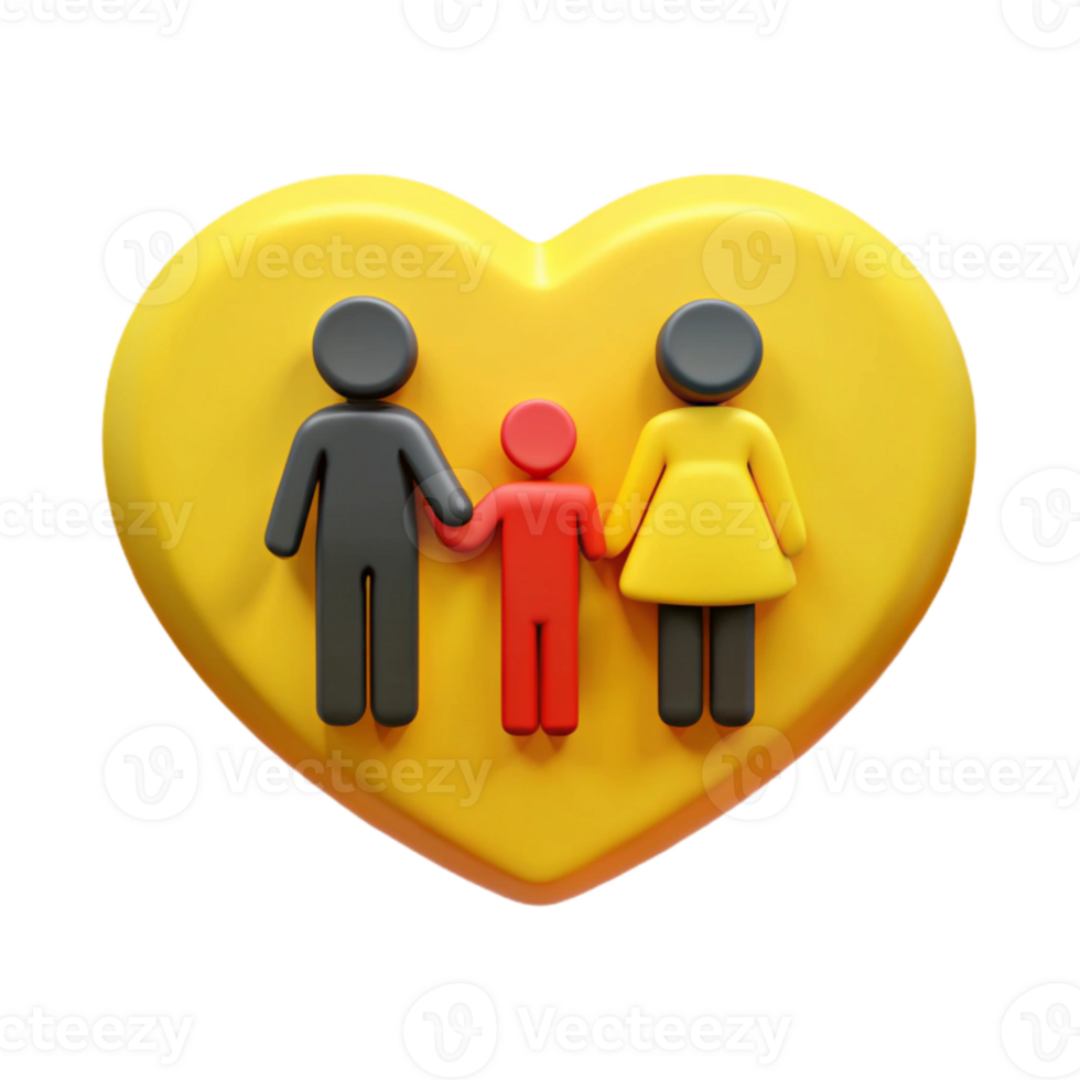 Family Unity Symbol Heart with 3D Stick Figures png