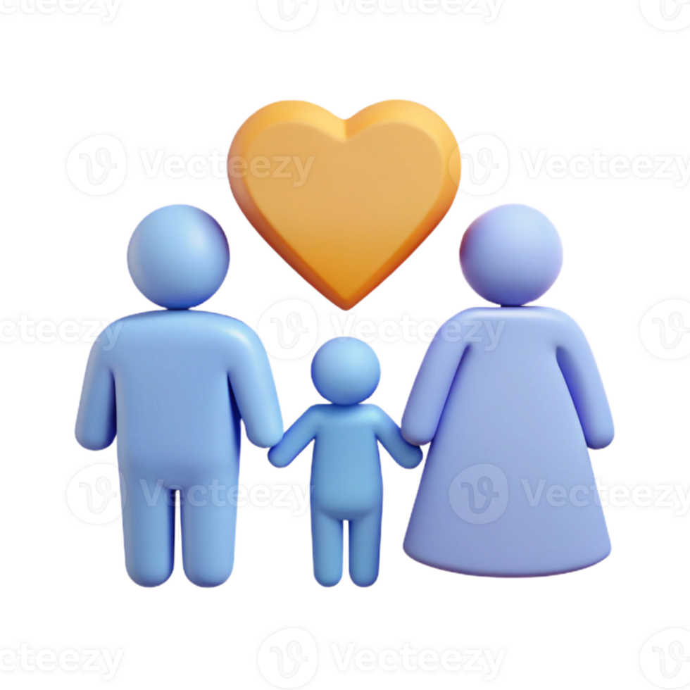 Family of Three with Heart Icon png