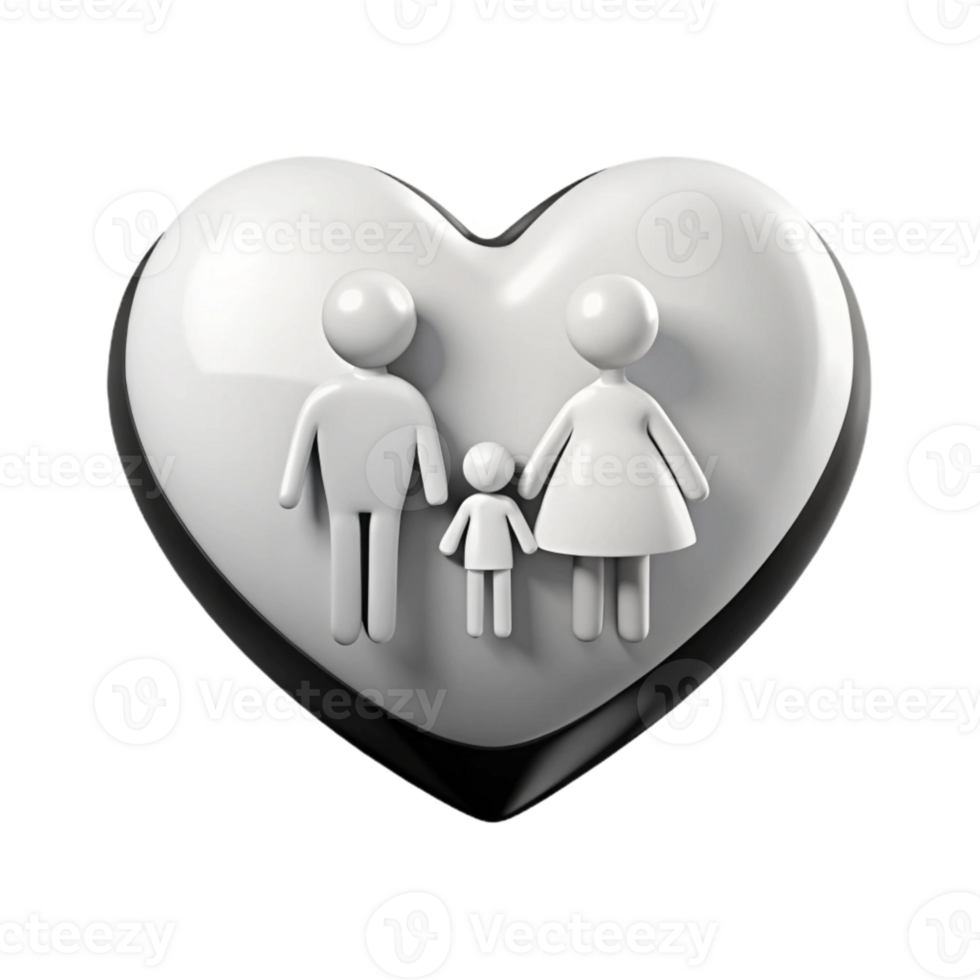 Family of Three Inside a Heart Symbol png