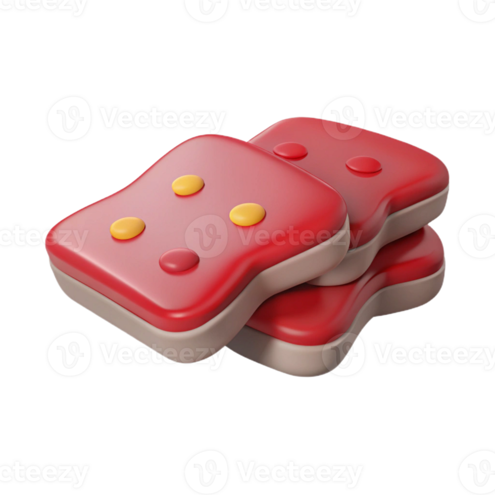3D Rendered Stack of Red and Yellow Cookies png