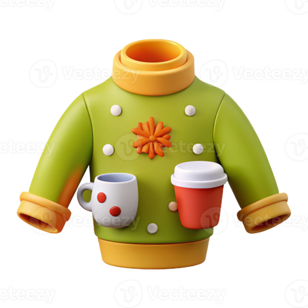 Cozy Sweater with Coffee and Tea png