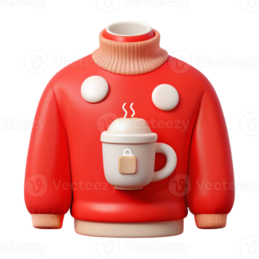 Red Sweater with a Cup of Coffee png