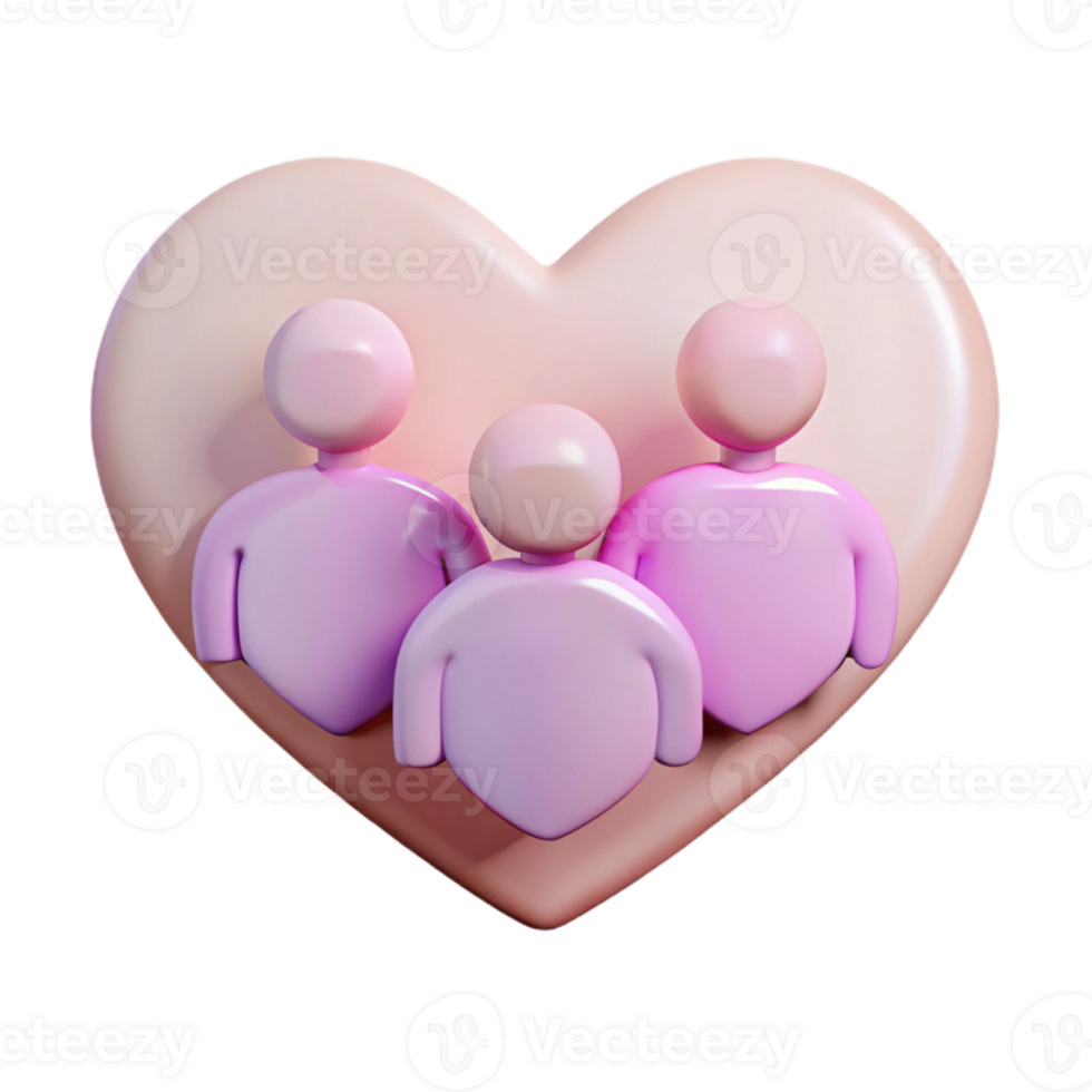 Three Pink Figures Inside Heart Symbol png