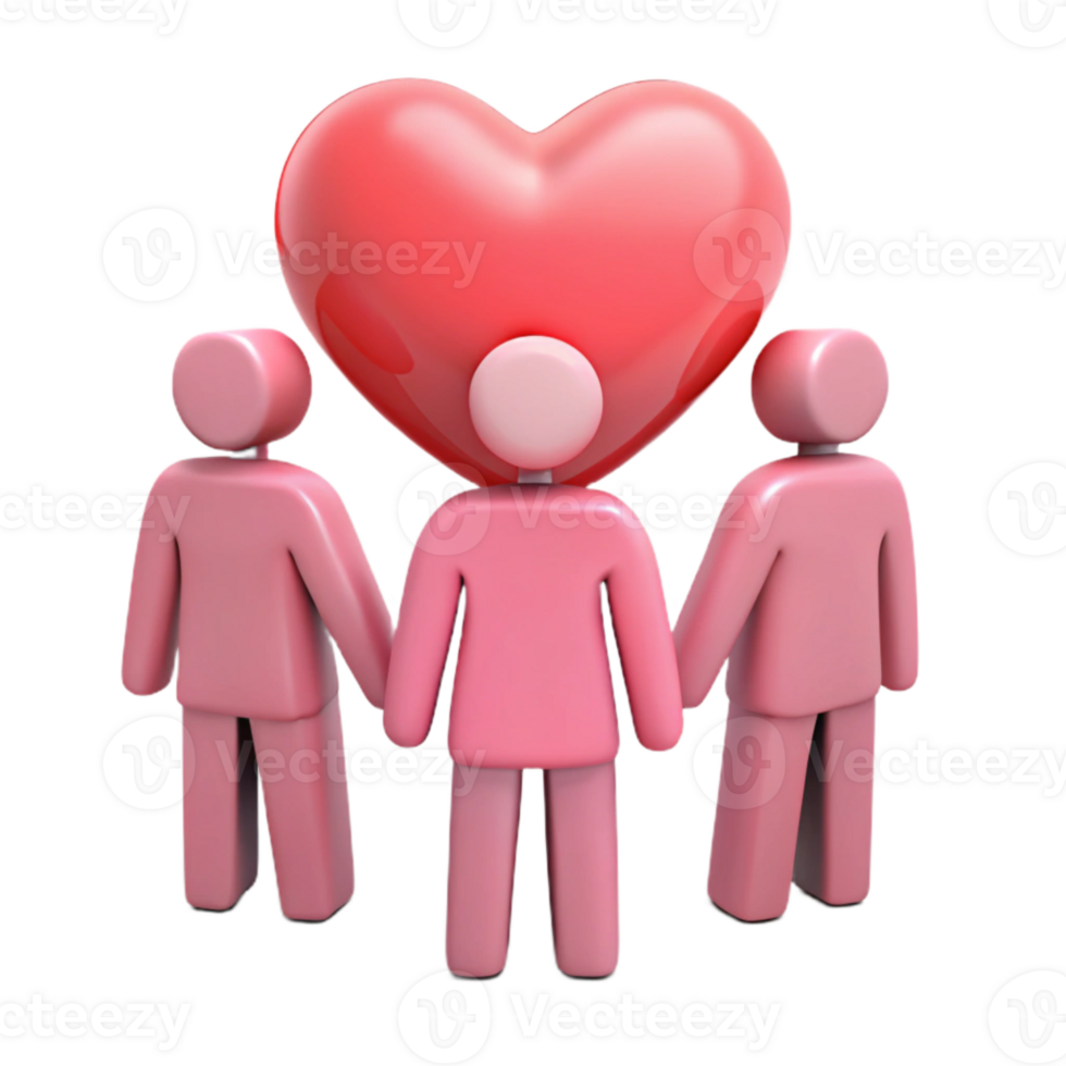 Three People Holding Hands with a Heart Above Them png