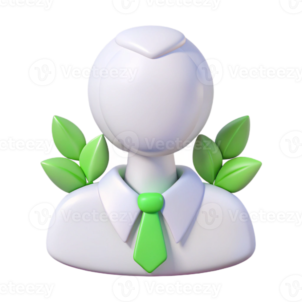 3D Render of a Person with Green Leaves Behind Them and a Tie png