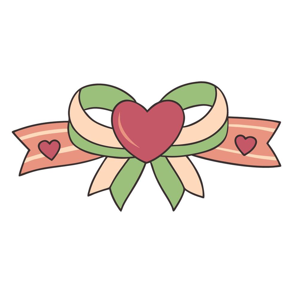 Romantic heart ribbon with pastel colors vector
