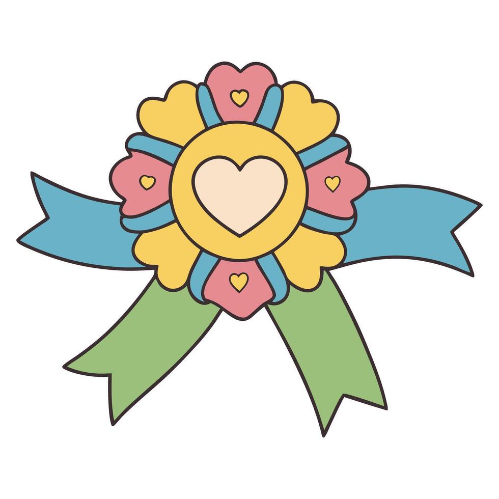 Pastel heart emblem with ribbons in flat style illustration vector