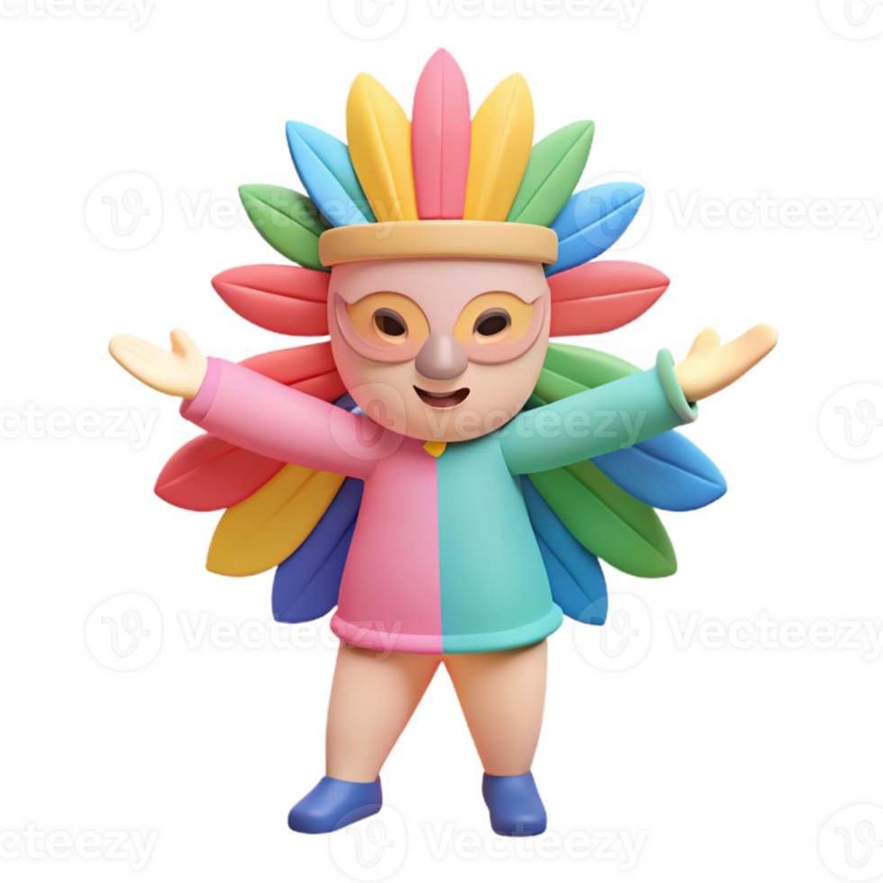 Colorful Character with Feathers and Mask png