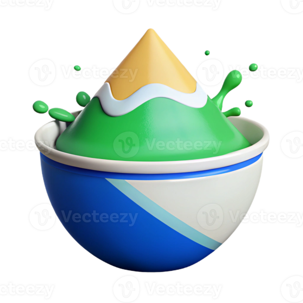 3d render do verde montanha dentro tigela com respingo png
