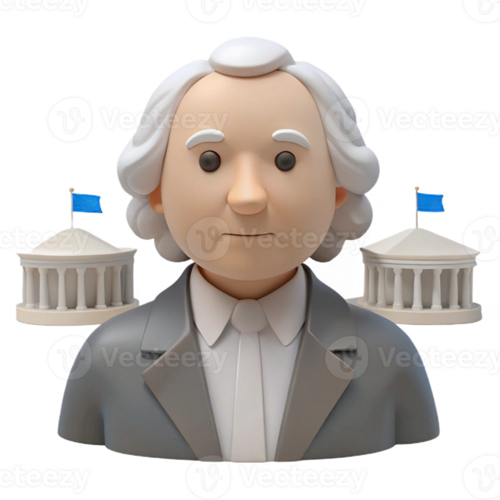 3D Model of a Man in a Suit with Buildings Behind Him png
