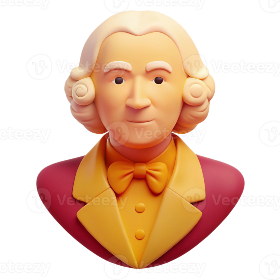 3D Cartoon Bust of a Man with a Bow Tie png