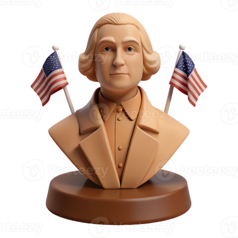 3D Render of a Bust with American Flags png