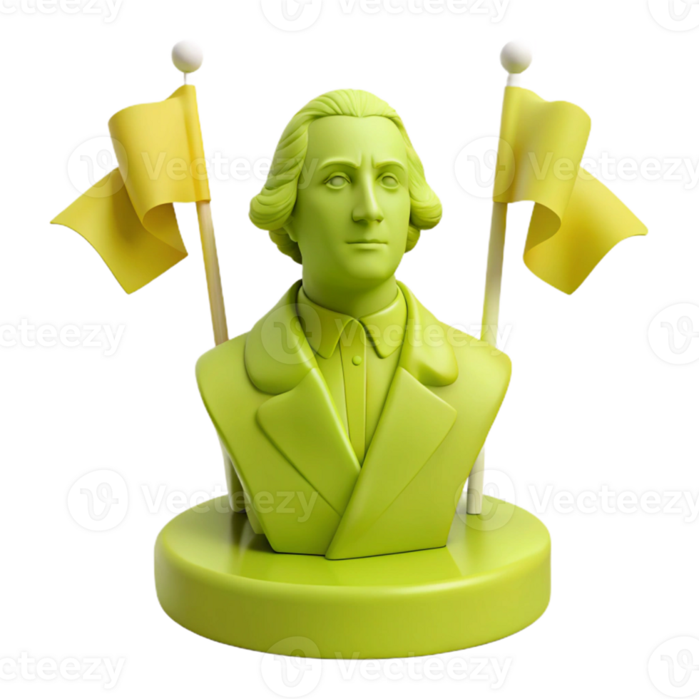 3D Rendered Bust with Yellow Flags png