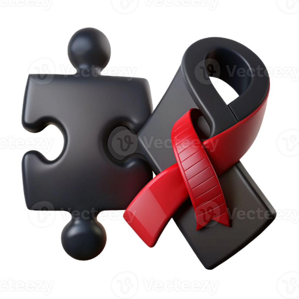 Puzzle Piece and Awareness Ribbon Symbol of Support and Unity png