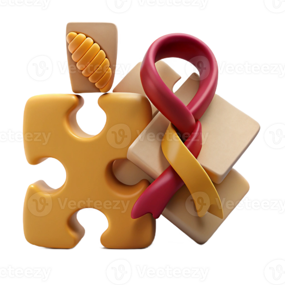 Puzzle Pieces with Ribbon and a Symbol of Unity png