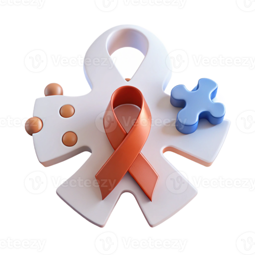 Awareness Ribbon and Puzzle Piece A Symbol of Unity and Support png