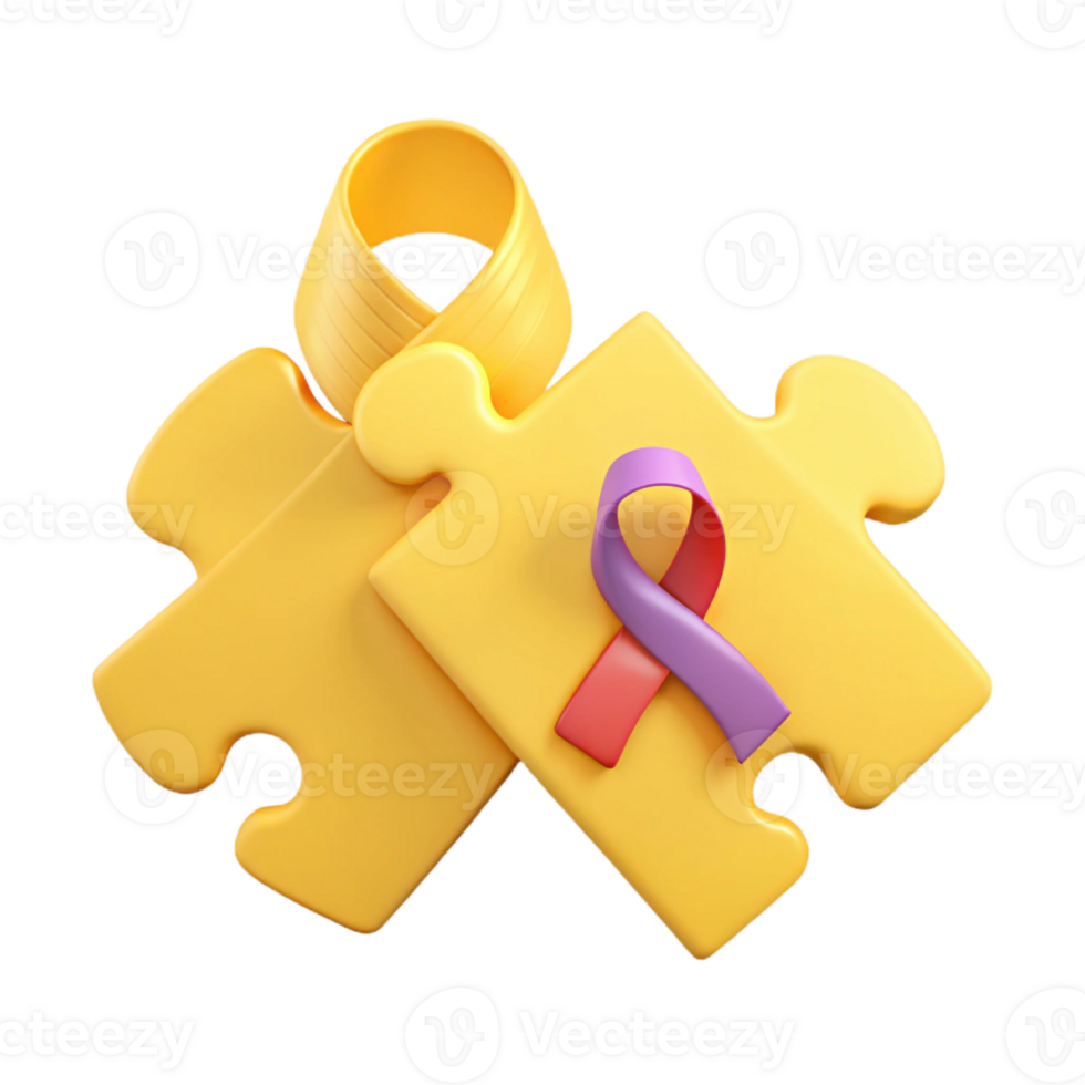 Puzzle Pieces with Awareness Ribbon Symbol of Support and Unity png