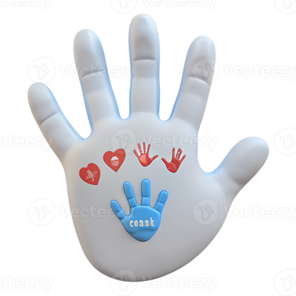Handprint with Symbols Hearts, Handprints, and the Word Coask png