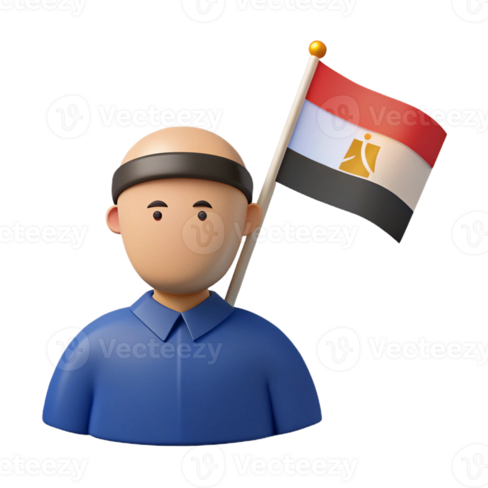 3D Cartoon Character Holding a Flag png