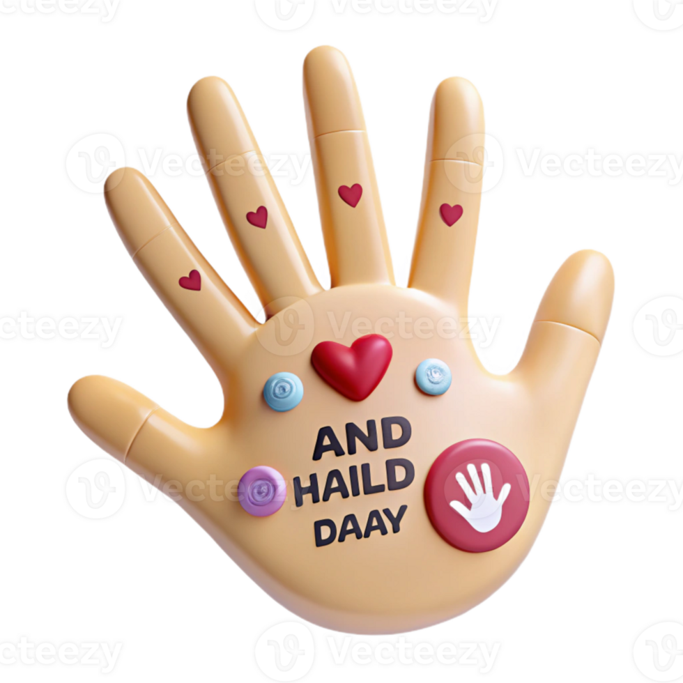 Hand with Hearts and Buttons png