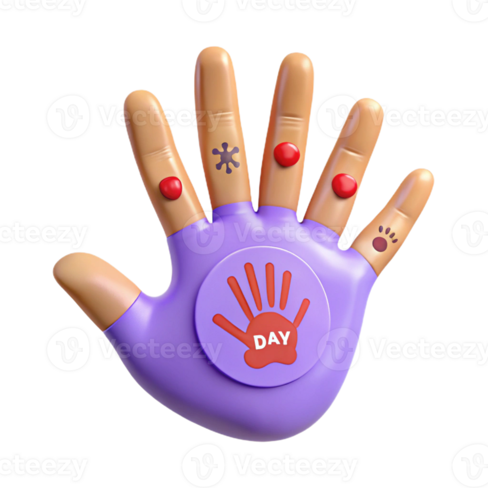 3D Hand Illustration for Awareness Day png