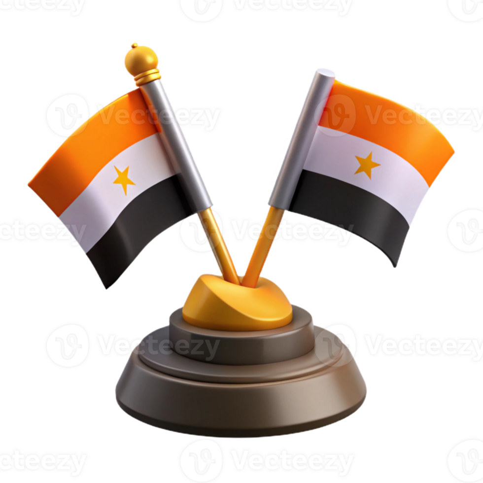 3D Render of Two Flags on a Stand png