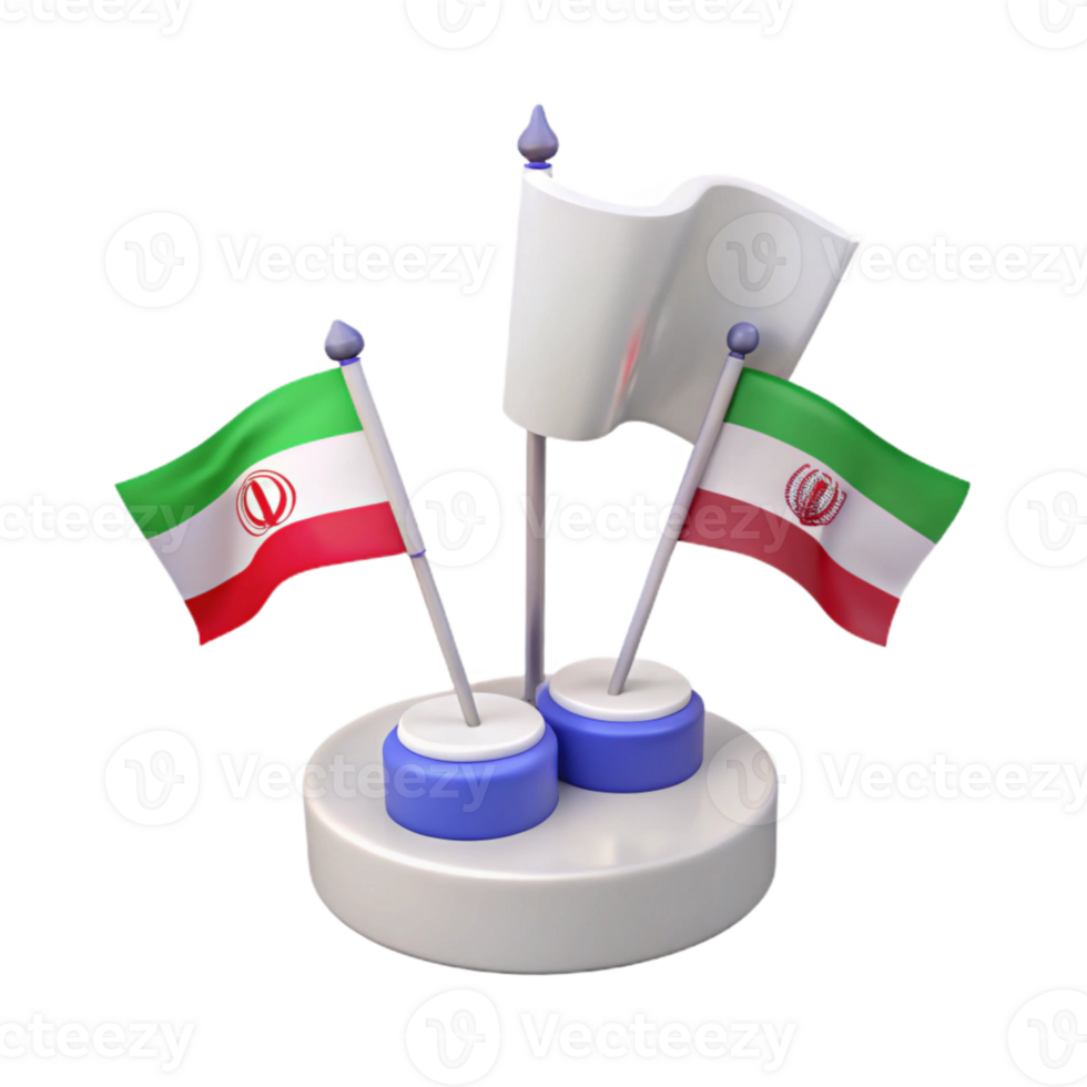 3D Rendered Flags on a Stand png