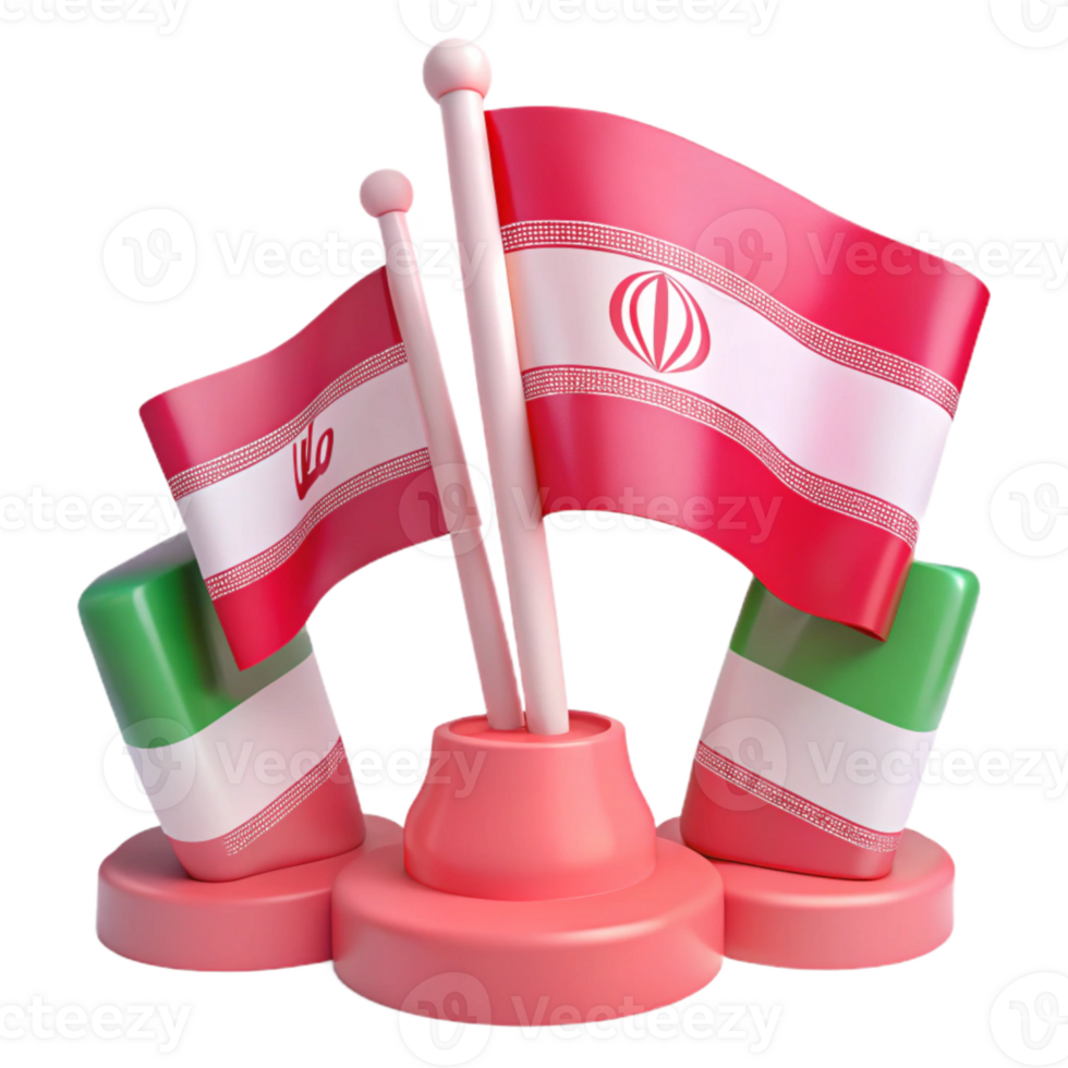 3D Render of Flags on Stands png