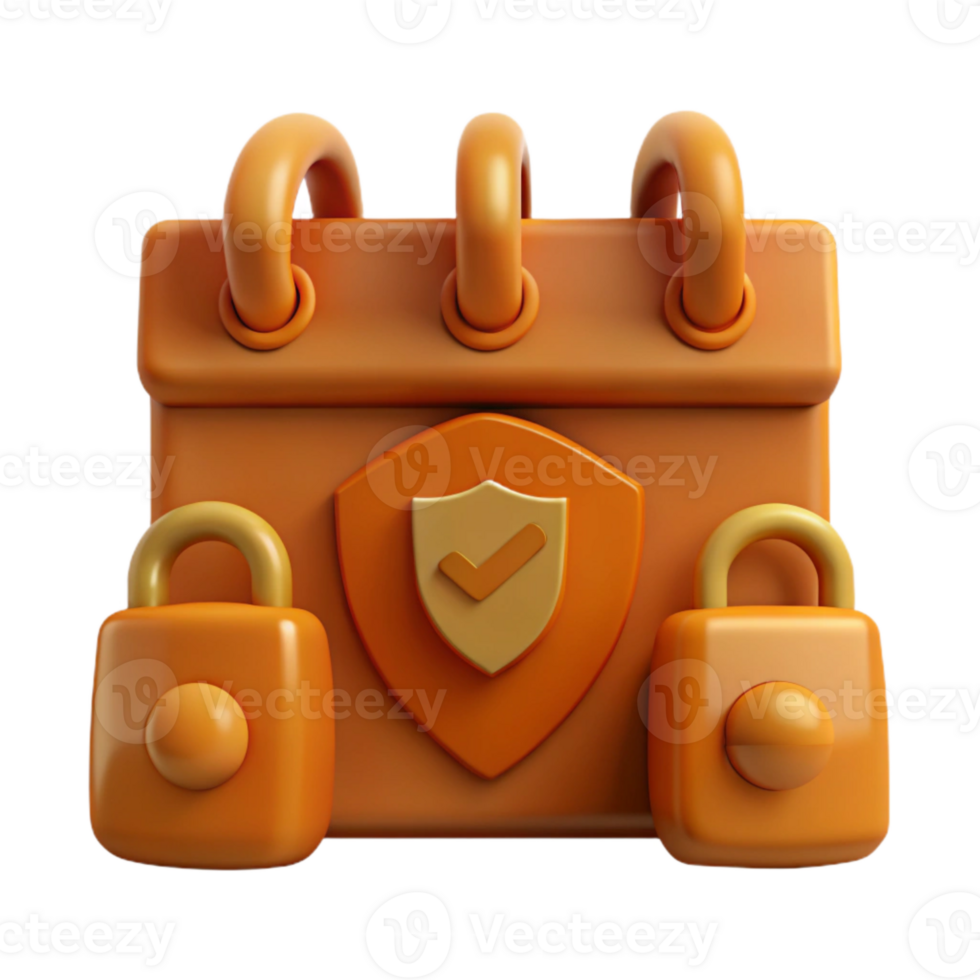 Secure Calendar with Padlocks and Shield png