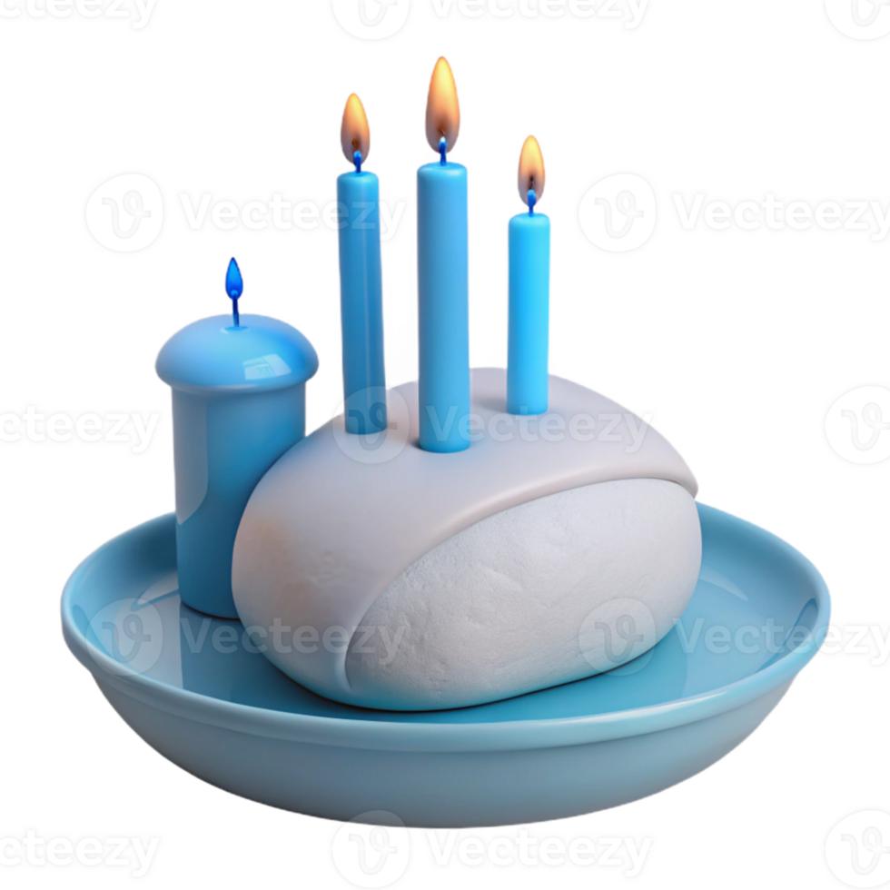 Blue Candles on a White Cake png