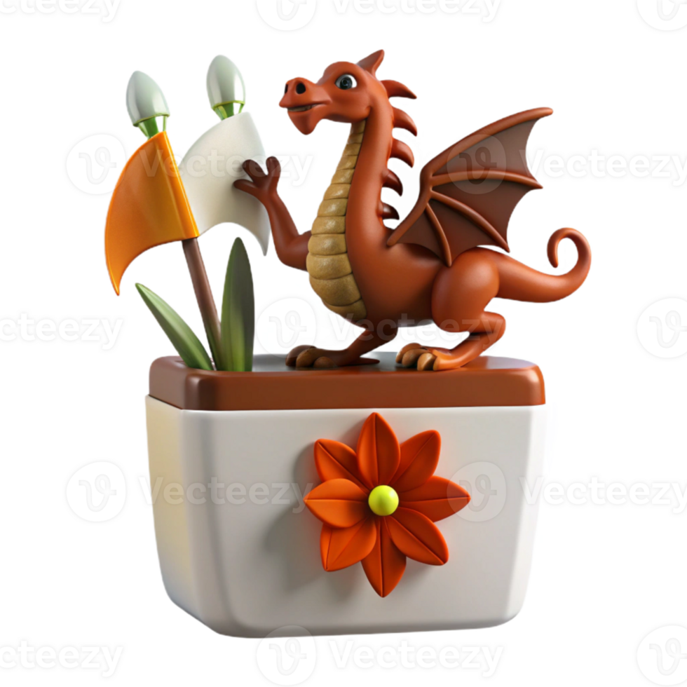 Cute Dragon Toy with Flower Decoration png