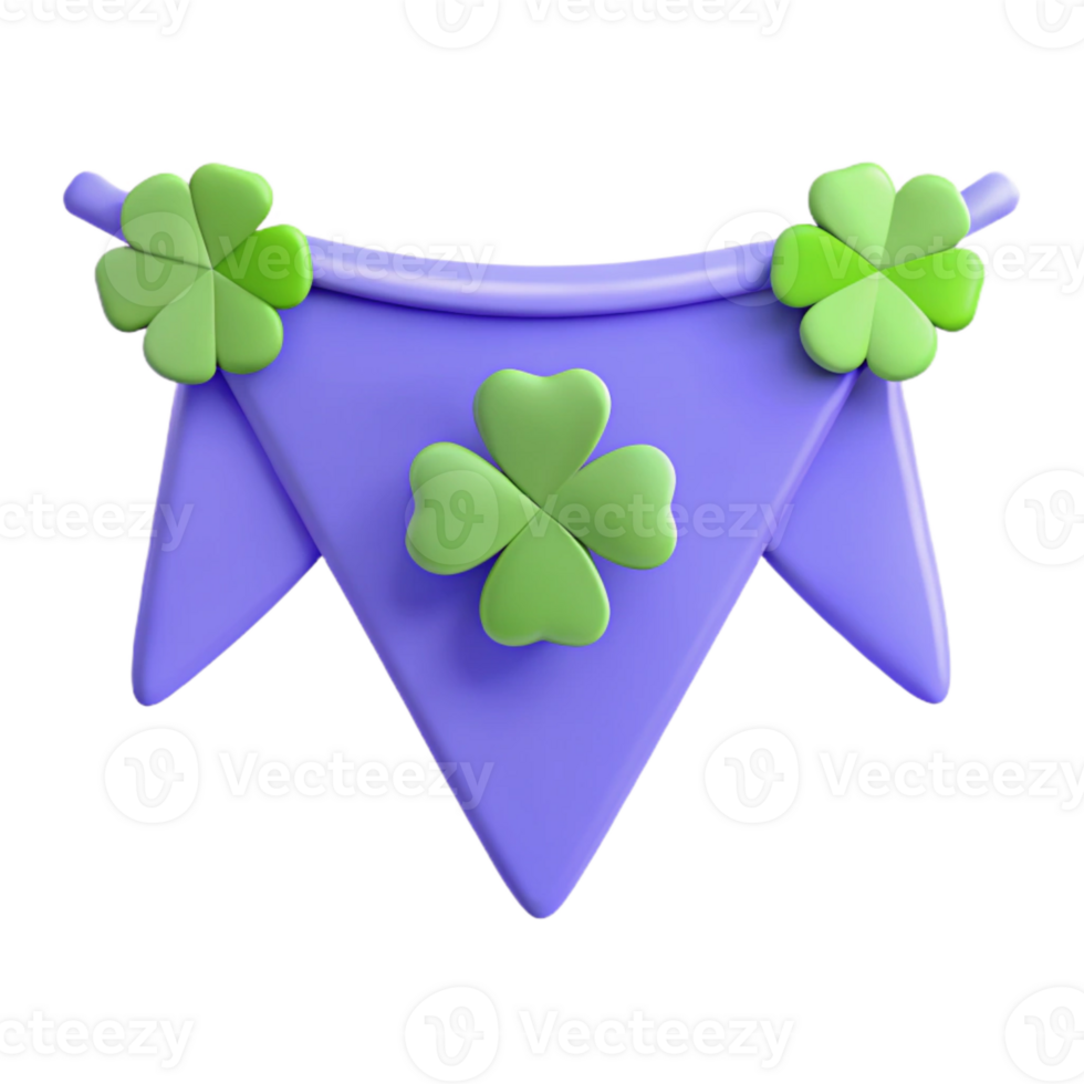 Purple 3D Banner with Clover Decorations png