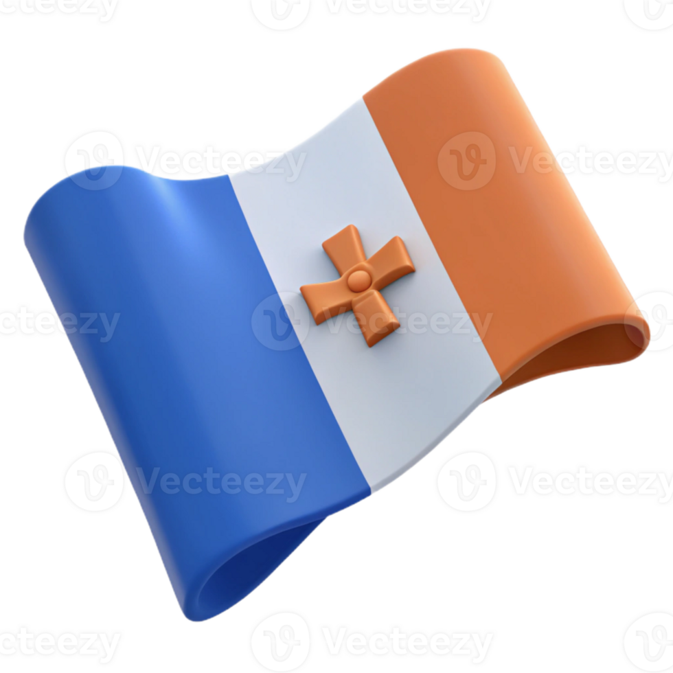 Waving Flag with Three Colors and a Cross png
