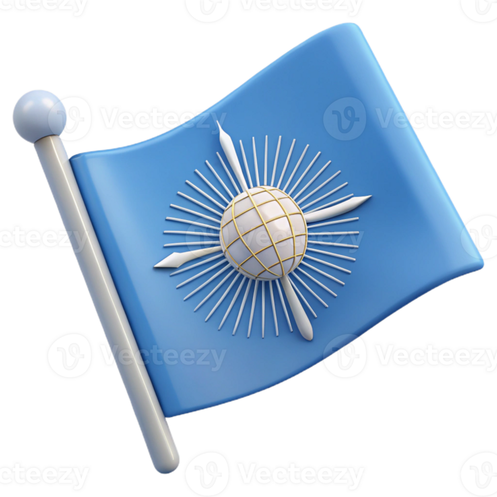 Blue Flag with Globe and Rays png