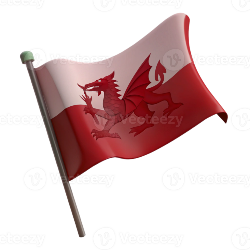Waving Welsh Flag with Dragon png