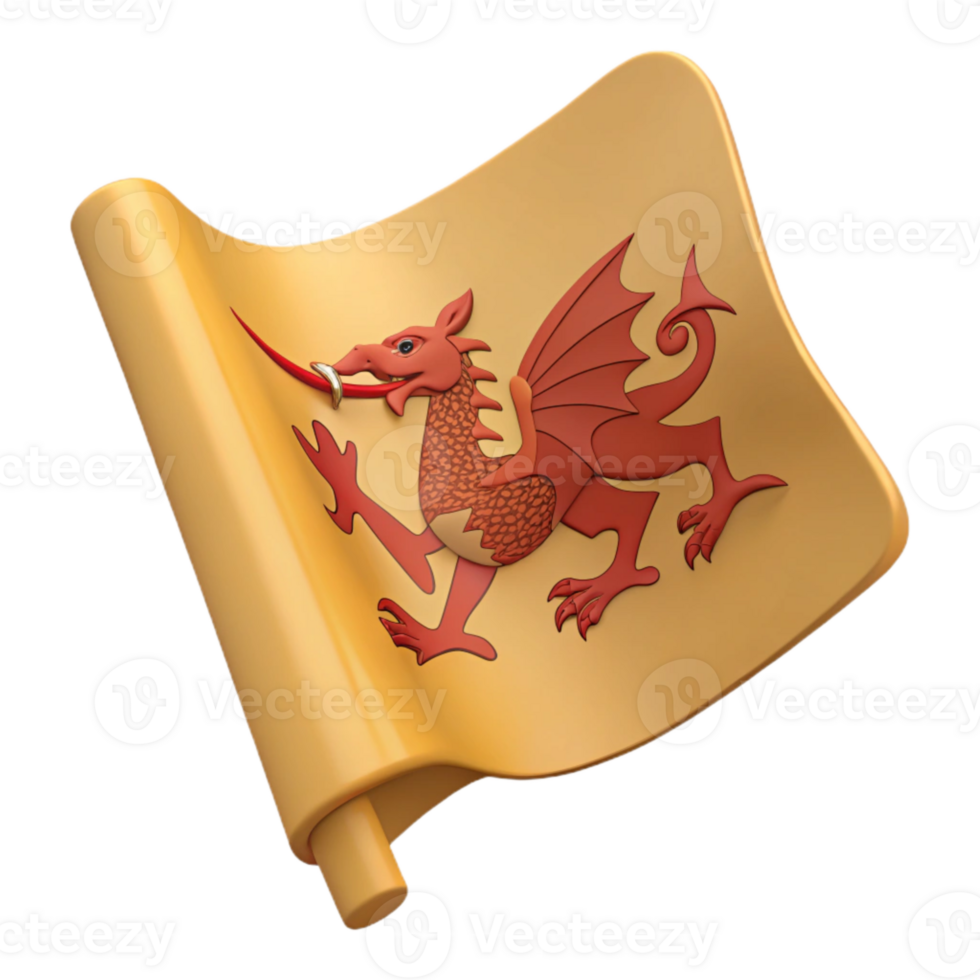 Red Dragon on Yellow Flag png