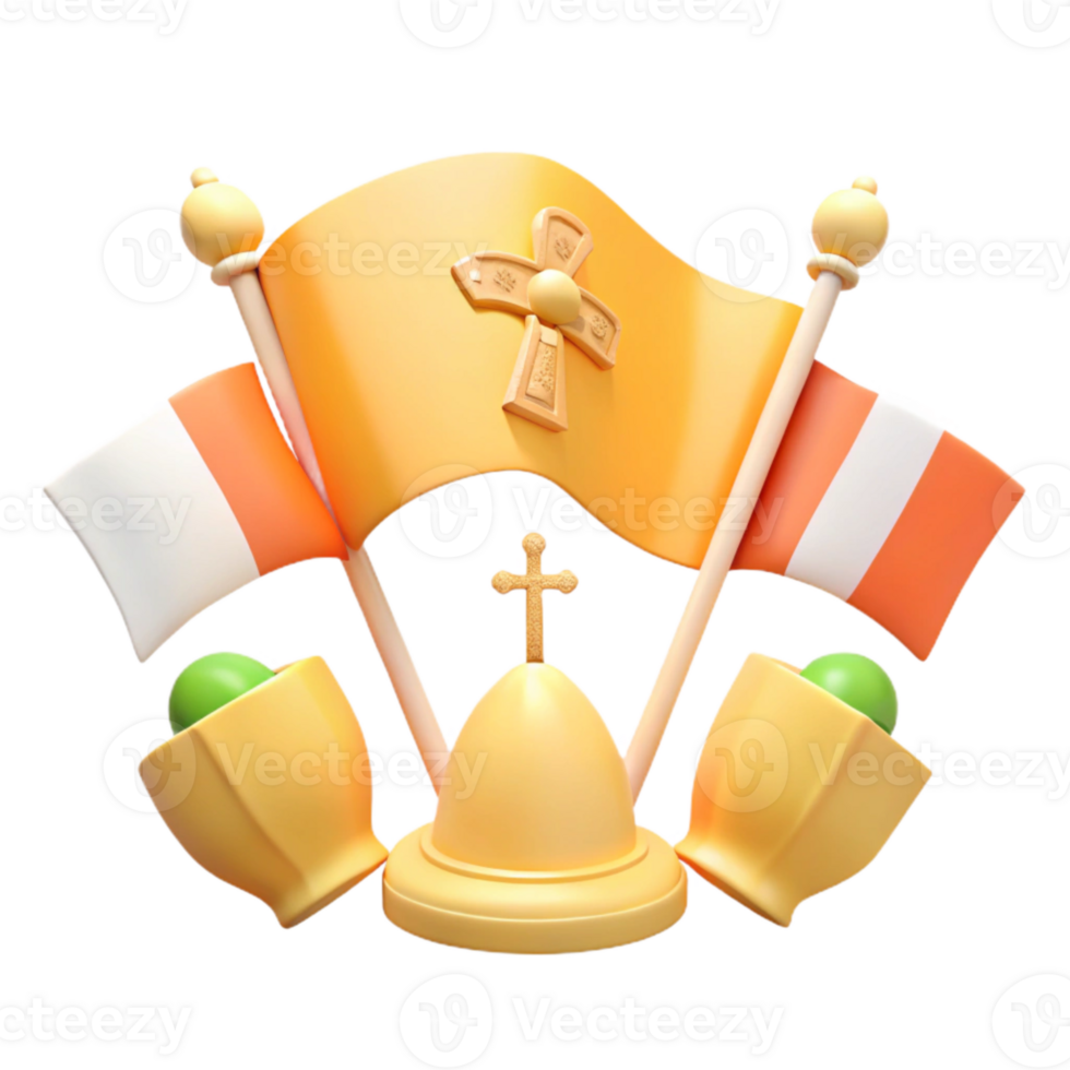 3D Render of Religious Symbols with Crosses and Eggs png